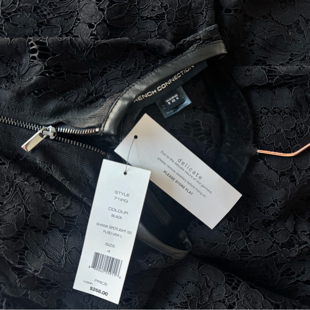French Connection Shana Spotlight Black Lace Dress - Picture 4 of 5